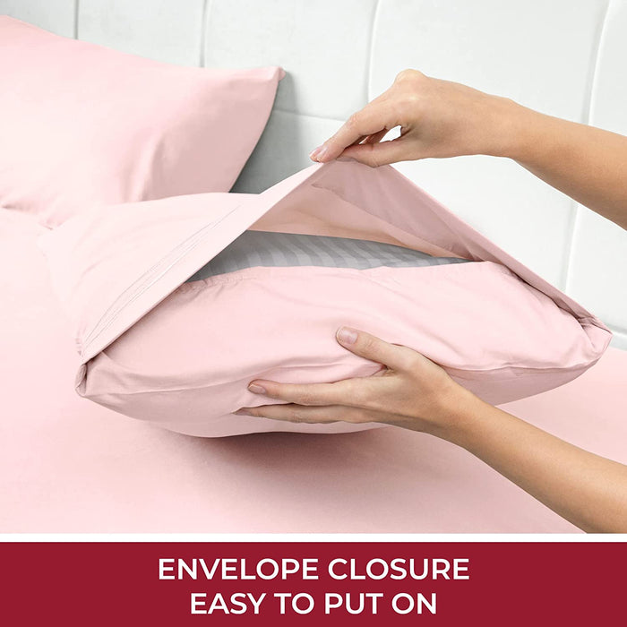 Queen Sheet Set - Hotel Luxury Bedding Sheets & Pillowcases - Extra Soft Cooling Bed Sheets - Deep Pocket up to 16 Inch - Wrinkle, Fade, Stain Resistant - 4 Piece (Queen, Blush Pink)