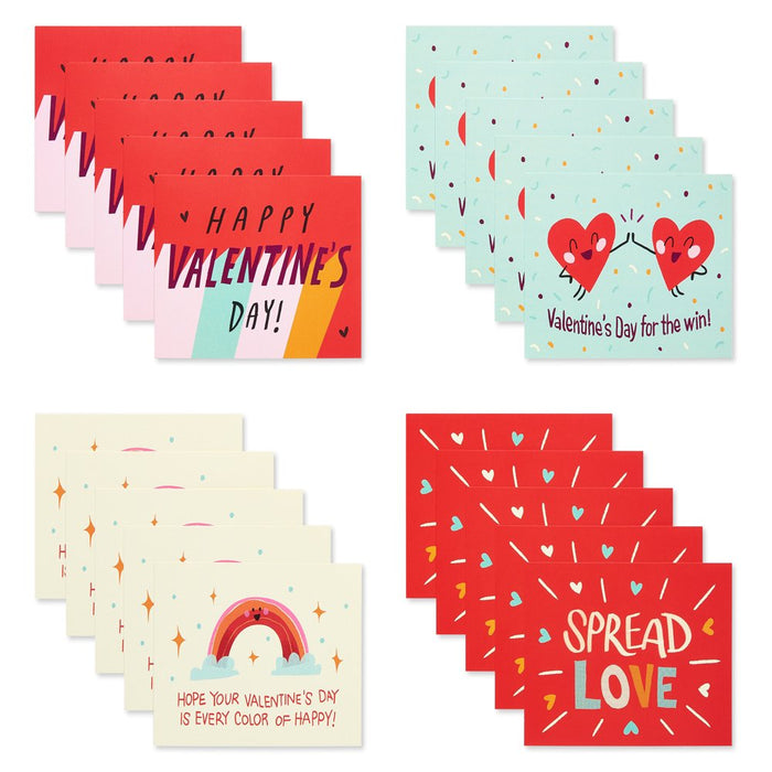 Valentine Cards for Kids Classroom, Spread Love Valentines (40-Count), 2.5" X 3.5"