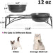 Ceramic Pet Bowls with Stand, 12 Ounces Raised Cat Dishes,Elevated Pet Bowls Non-Skid for Cats/Puppys, Gray