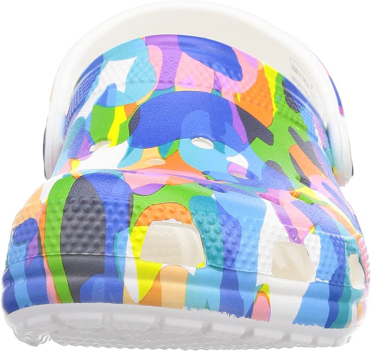 Unisex Classic Graphic Clogs, White/Multi, 8 US Men