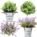 2 Pack Fake Plants in Metal Pots, Artificial Purple Lavender Plants and Blueberries, Small Artificial Greenery Farmhouse Flowers for Home Bathroom Shelf Desk Kitchen Office Party Indoor Outdoor Decor