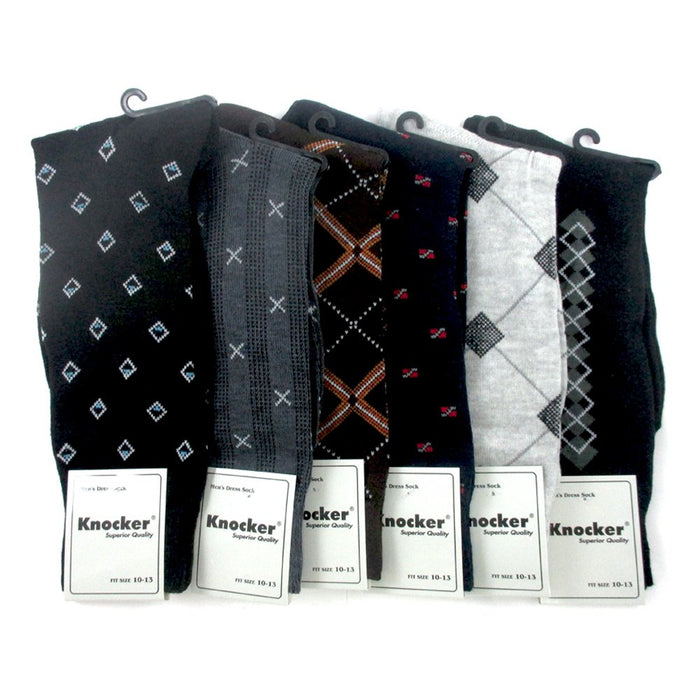6 Pairs Mens Dress Socks Multi Color Print Casual Work Size 10-13 Fashion Crew !