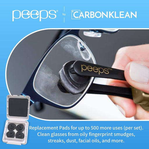 Carbonklean Replacement Pads - for Eyeglasses, Reading Glasses, and More - Lens Cleaner with Carbon Microfiber Tech - 2 Count