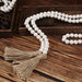 Farmhouse Beads 58In Wood Bead Garland with Tassels Rustic Country Decor Prayer Boho Beads Big Wall Hanging Decor