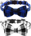 Breakaway Cat Collar with Cute Bow Tie and Bell, Plaid Patterns, 1 Pack Girl Boy Kitty Safety Collars, Blue