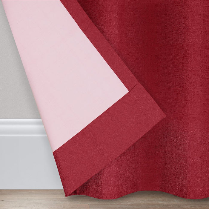 Eclipse Samara Solid Color Blackout Rod Pocket Single Curtain Panel, Chili Red, 42 X 54