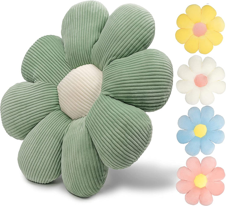 Awesims Home Decor Flower Pillow - Decorative Pillows, Super Soft 15.7" Cute Pillows, Floor Pillows Seating for Adults or Children, Flower Throw Pillow for Living Room, Kids Room, Car, Bedroom (Green)