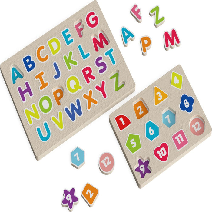 Learn Abcs and 123S Chunky Wood Puzzle, for Families and Kids Ages 3 and Up
