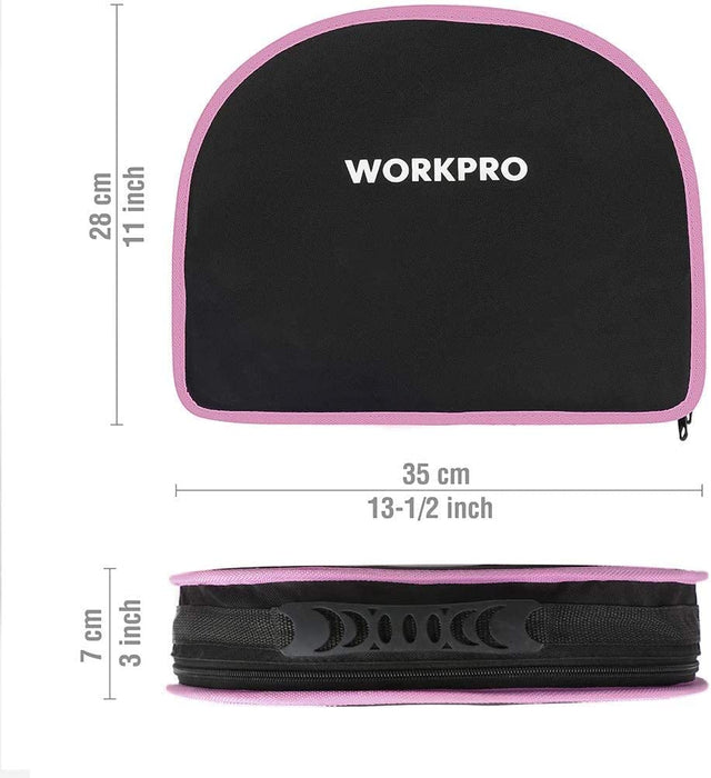 Pink Tool Kit - Hand Tool Set with Easy Carrying round Pouch - Durable, Long Lasting Chrome Finish Tools - Household Tool Kit Perfect for DIY, Home Maintenance - Pink Ribbon