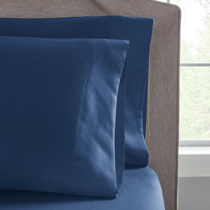 Hotel Style 800 Thread Count Cotton Rich Sateen Bed Sheet Set, Queen, Navy, Set of 6