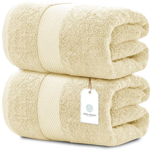 Luxury Bath Sheet Towels Extra Large | 35X70 Inch | 2 Pack, Beige