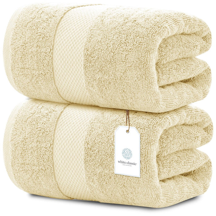 Luxury Bath Sheet Towels Extra Large | 35X70 Inch | 2 Pack, Beige