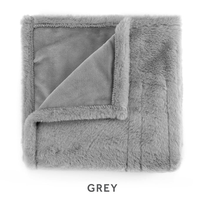 Sunbeam Grey Faux Fur Heated Throw