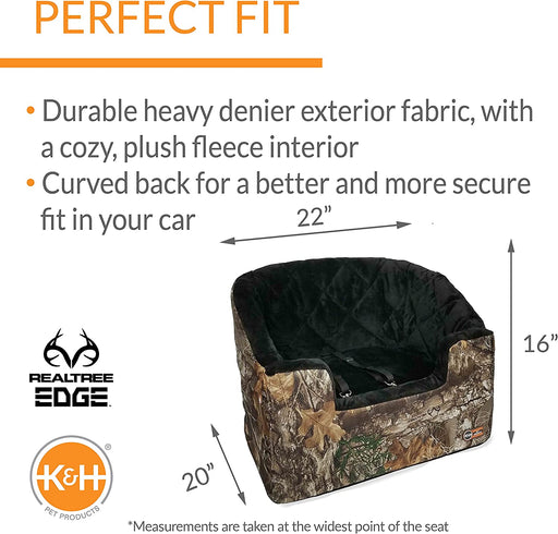 K&H Pet Product Bucket Booster Dog Car Seat, Elevated Pet Car Seat for Small Dogs & Cats Large Realtree Edge Camo
