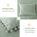 Sage Green Pom Pom Fringe Comforter Full(79X90 Inch), 3 Pieces(1 Boho Comforter and 2 Pillowcases) Aesthetic Ball Pom Comforter, Lightweight Soft Microfiber down Alternative Bedding Set