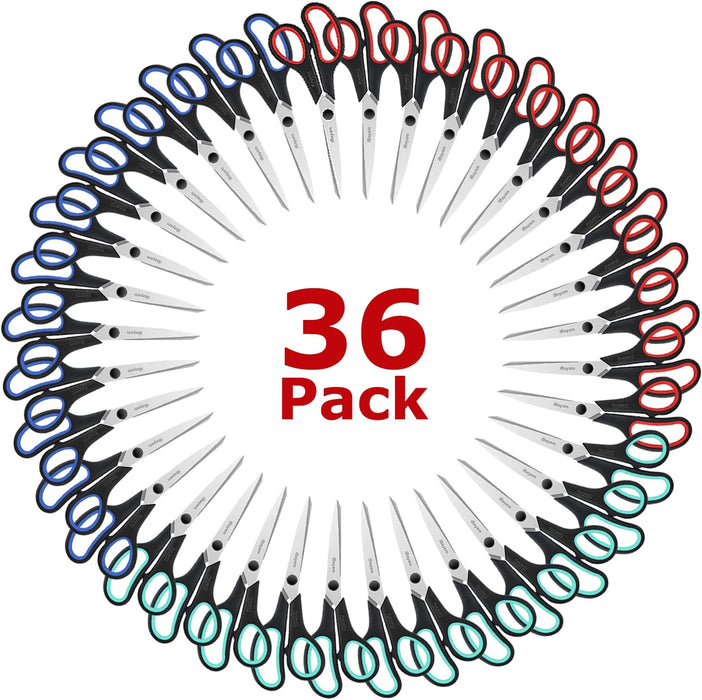 Scissors,  8" Multipurpose Scissors Bulk 3-Pack, Ultra Sharp Blade Shears, Comfort-Grip Handles, Sturdy Sharp Scissors for Office Home School Sewing Fabric Craft Supplies, Right/Left Hand