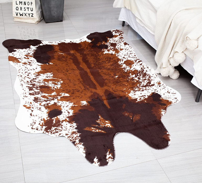 Cowhide Rug Faux Cow Shaped Rug Western Decor for Home Approx 4.5' X 6.2'
