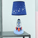 Milky Way Blue/Silver Rocket Ship Nursery Lamp with Shade & Bulb