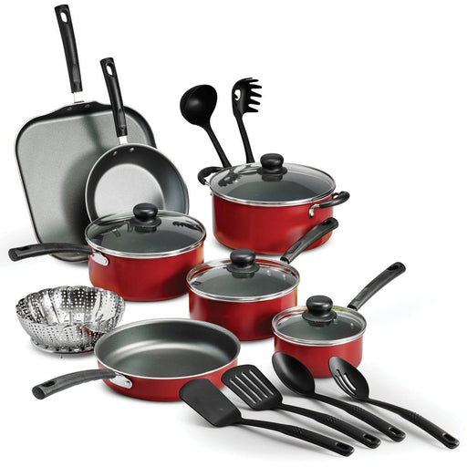 Tramontina Primaware 18 Piece Non-Stick Cookware Set, Red