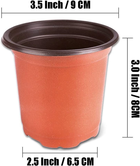 Plastic Nursery Plant Pot 100 Pack Flower Seedling Starter Pots for Little Garden Pots to Repot Succulents and Small Plants (100Pack)