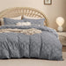 Bedsure Boho Duvet Cover Queen - Boho Bedding, Tufted Queen Duvet Cover for All Seasons, 3 Pieces Embroidery Shabby Chic Home Bedding Duvet Cover Set (Grey, Queen, 90X90'')