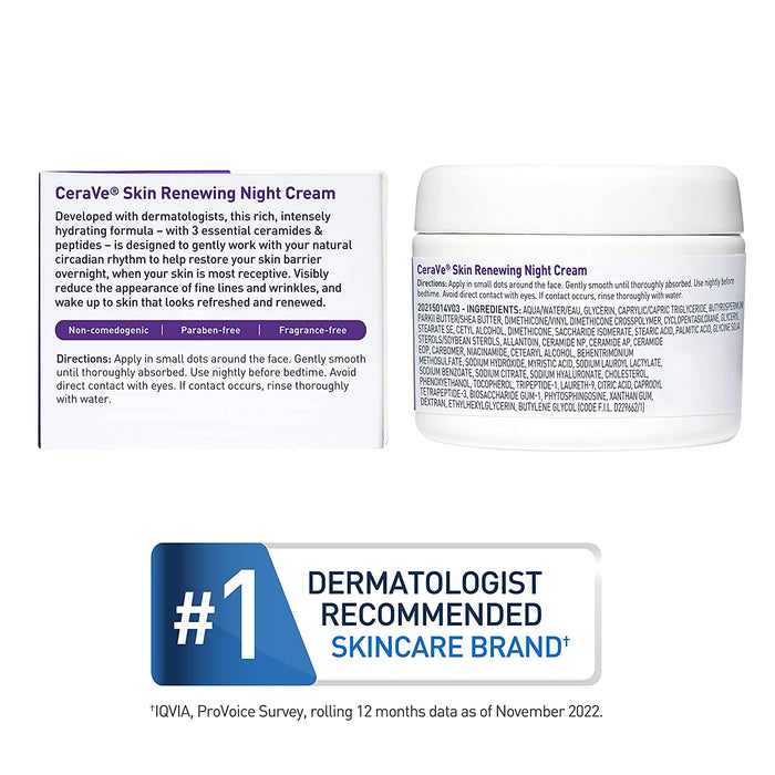 Skin Renewing Night Cream | Niacinamide, Peptide Complex, and Hyaluronic Acid Moisturizer for Face | 1.7 Ounce, Packaging May Vary