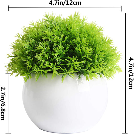 4 Pcs Mini Artificial Plants Potted Small Fake Plants for Shelf Green Plant in White Plastic Pot for Home Bathroom Decor Faux Plants (White, Set of 4)