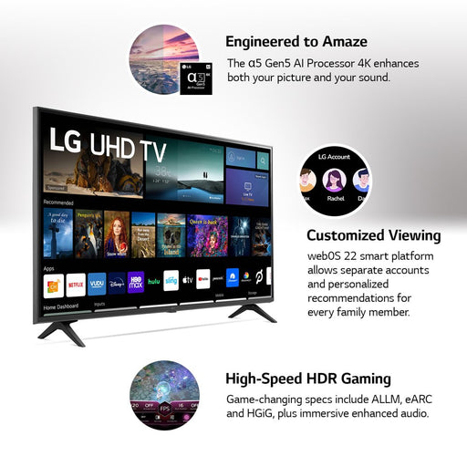 LG 55" Class 4K UHD 2160P Webos Smart TV 55UQ7070ZUE (2022 Model)