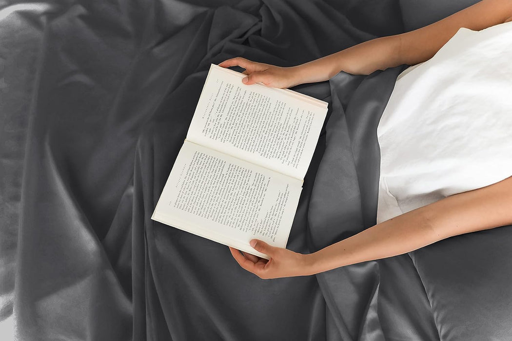 Cal King Size 4 Piece Sheet Set - Comfy Breathable & Cooling Sheets - Hotel Luxury Bed Sheets for Women & Men - Deep Pockets, Easy-Fit, Soft & Wrinkle Free Sheets - Dark Grey Oeko-Tex Bed Sheet Set