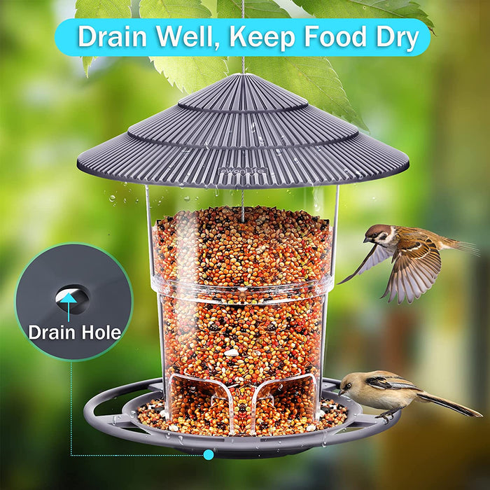Bird Feeders, Bird Feeder for outside Outdoors Hanging, Squirrel Proof, Easy Clean and Fill, Adjustable Feeder with Sturdy Wire and Roof, Plastic, for Garden, Backyard, Terrace(25 Oz/Pack)