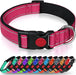 Reflective Dog Collar with Safety Locking Buckle, Adjustable Nylon Pet Collars for Extra Large Dogs, Red