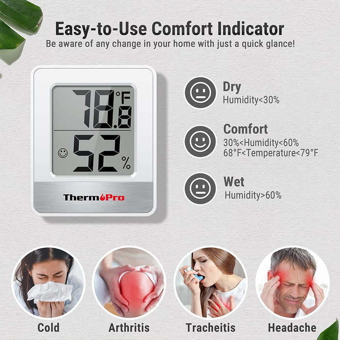 TP49 Digital Indoor Humidity Meter Room Thermometer with Temperature and Humidity Monitor Mini Hygrometer Thermometer