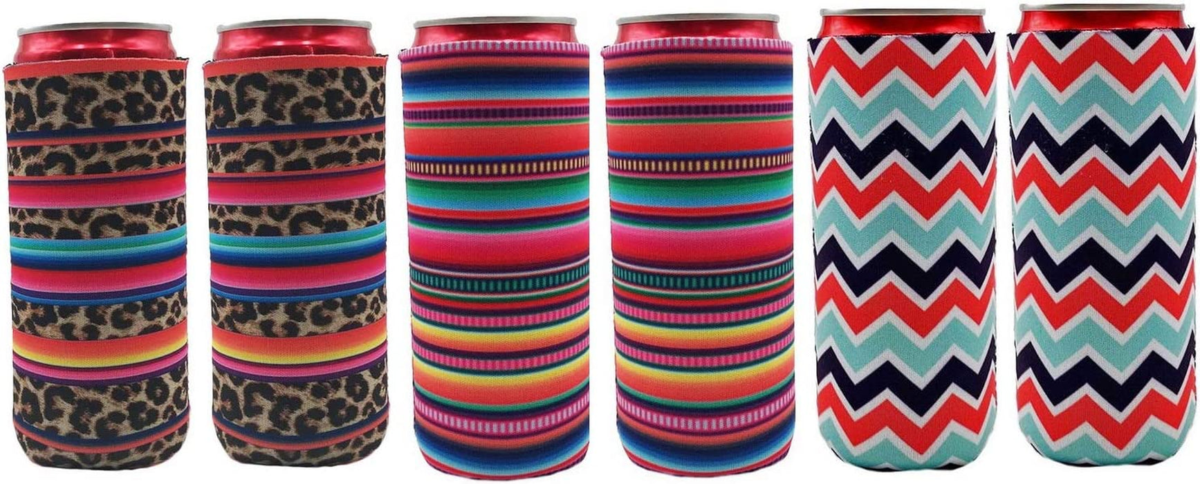 12Pcs Neoprene Slim Beer Can Cooler Tall Stubby Holder Foldable Stubby Holders Beer Cooler Bags Fits 12Oz Slim Energy Drink & Beer (Classic Style)