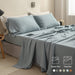 Simple&Opulence 100% Linen Sheet Set Solid Color-4 Pcs Washed French Linen Bed Sheets(1 Flat Sheet,1 Fitted Sheet,2 Pillowcases)-Breathable Bedding Set (Dusty Blue, Queen)