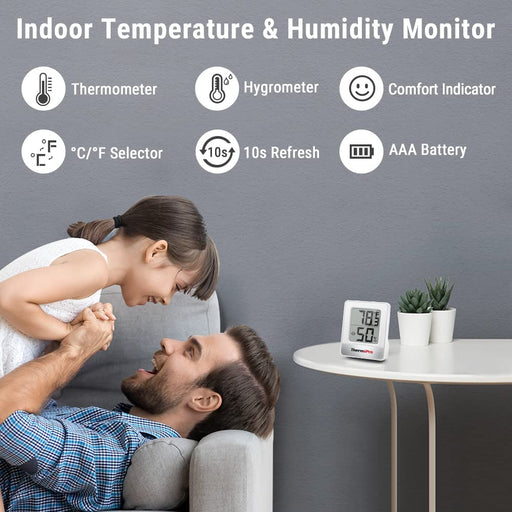 TP49 Digital Indoor Humidity Meter Room Thermometer with Temperature and Humidity Monitor Mini Hygrometer Thermometer