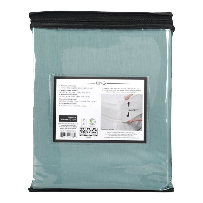 Hotel Style 500 Thread Count Tri-Blend with Lyocell Bed Sheet Set, King, Aqua Slate