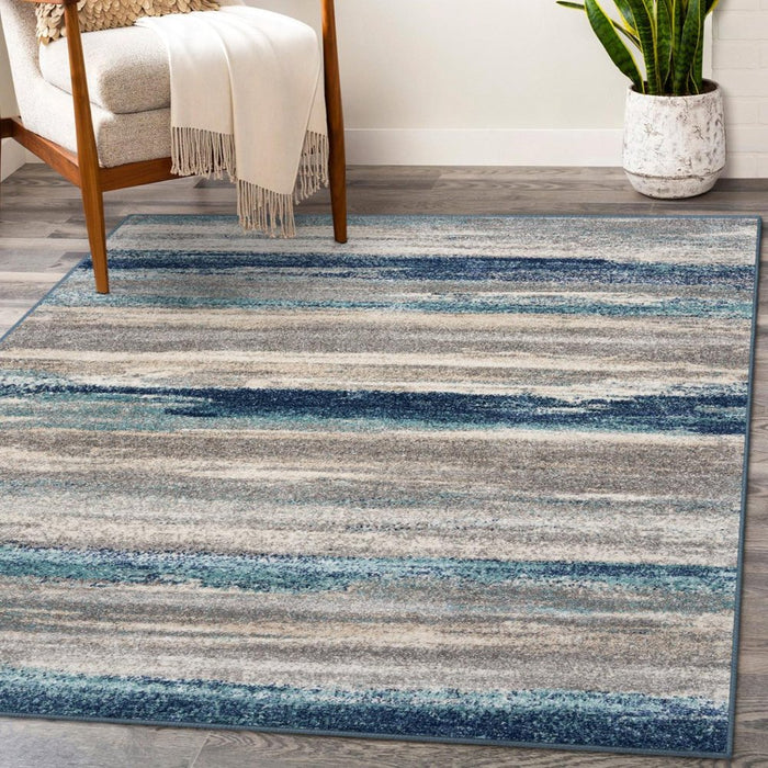 Lagos Collection 7501 Blue 8X10 Abstract Area Rug