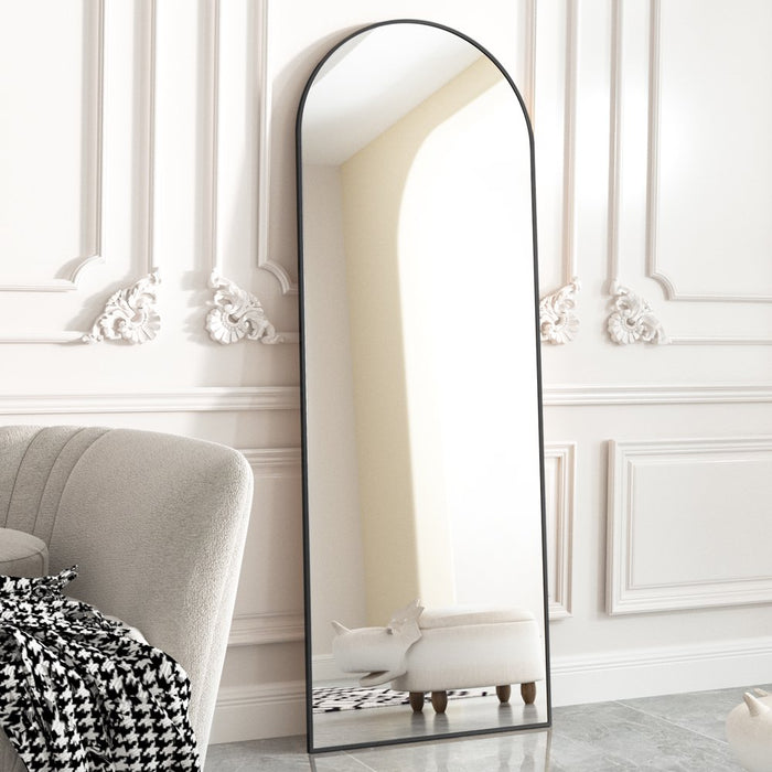 Arched Full Length Floor Mirror 64"X21" Full Body Standing Mirror,Black
