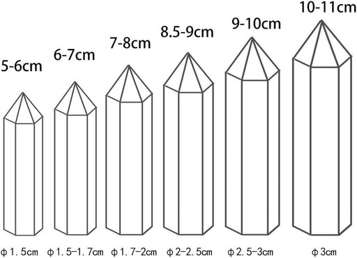 7Pcs Natural Crystal Healing Wands, Height 3.3"-3.5" Single Point Healing Crystal Wand 6 Faceted Reiki Chakra Stones Crystal Healing Prism for Reiki, Home Decor