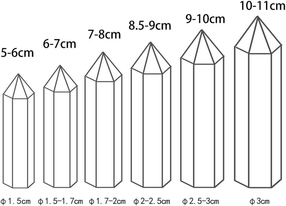 7Pcs Natural Crystal Healing Wands, Height 3.3"-3.5" Single Point Healing Crystal Wand 6 Faceted Reiki Chakra Stones Crystal Healing Prism for Reiki, Home Decor