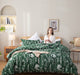 Queen Comforter Set Emerald Comforter Set 3 PCS Bedding Sets Floral Comforter Set Plant Flowers Printed on Fluffy Comforter Set for All Season