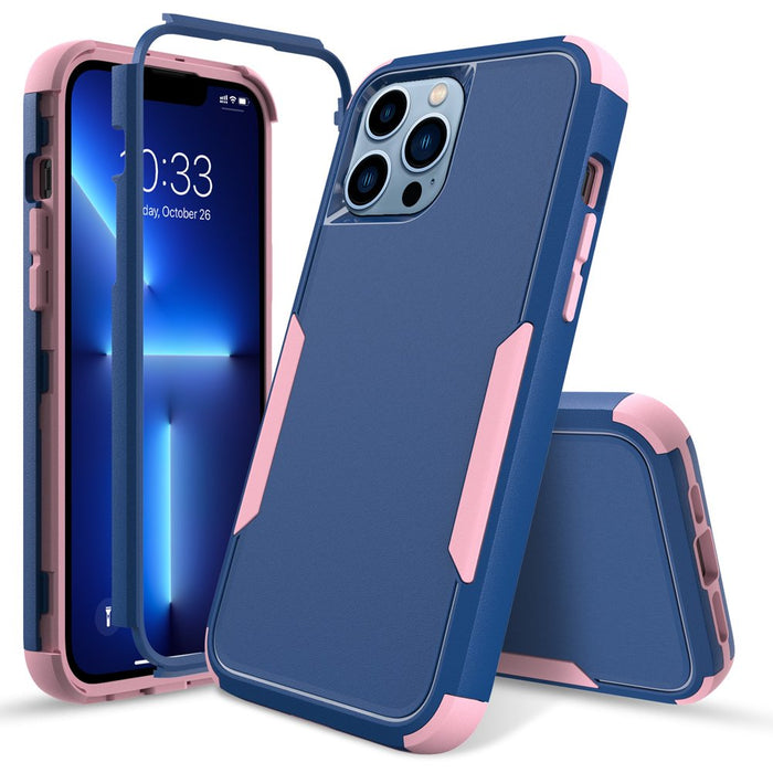 for Iphone 13 Pro Max/13 Pro/13/13 Mini Phone Case with Belt Clip Stand Shockproof Protective Case Hybrid Armor Cover, Navy Blue