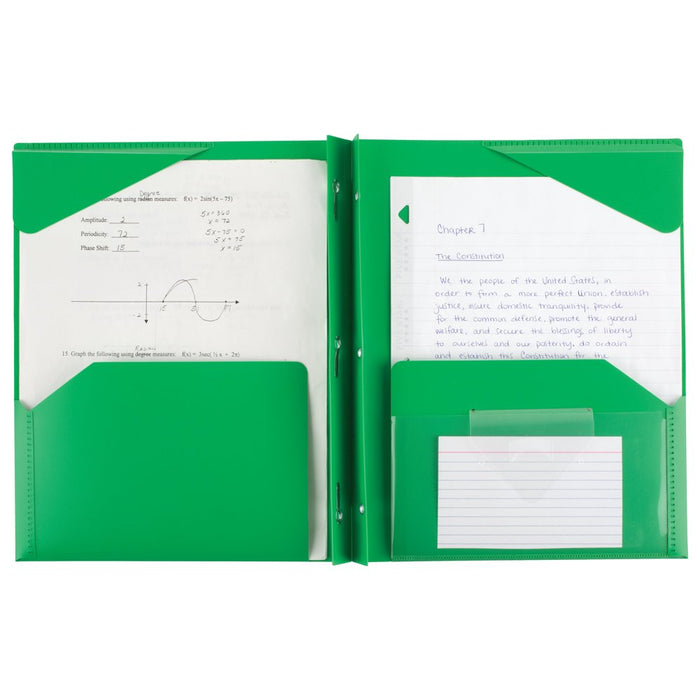 Five Star Stay-Put Pocket and Prong Folder 4 Pack, Assorted Primary Colors (38048)