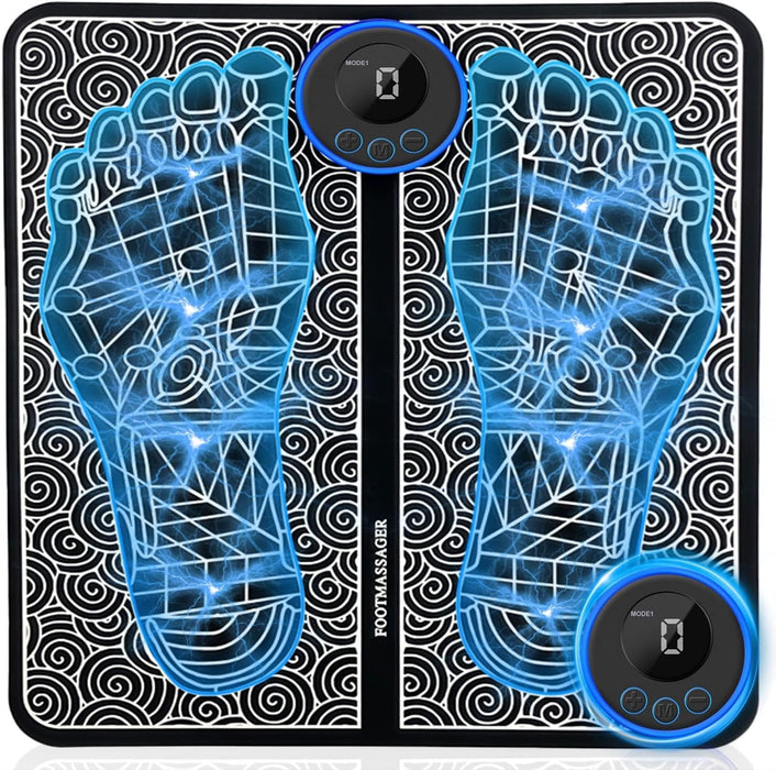 Foot Massager Mat - Foot Massager Pad for Pain Plantar Relief, Muscle Relaxation, Foldable Legs & Feet Massager with 8 Modes, 19 Levels - Intelligent Wireless Fitness Apparatus Model AST-301