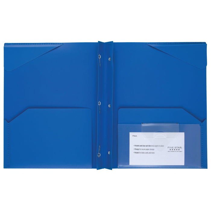 Five Star Stay-Put Pocket and Prong Folder 4 Pack, Assorted Primary Colors (38048)