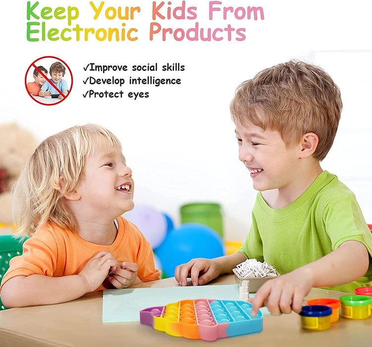 Pop It Fidget Toys Pop Its Fidgets, Silicone Fidget Toy Pack Poppet Figit Sensory Toys Popit Popits Popper Poppers Ice Cream Strawberry Hamburger Toy Gifts