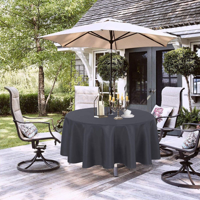 Outdoor and Indoor Tablecloth - Washable Waterproof Wrinkle Free Table Cloth with Zipper and Umbrella Hole for Spring/ Summer/ Party/ Picnic/ BBQS/ Patio (Round 60 Inch, Grey)