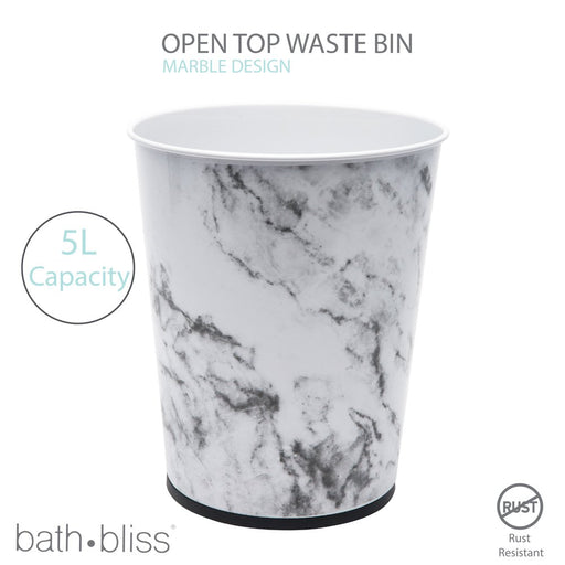 Bath Bliss 1.3 Gal Bathroom Trash Can Wastebasket, Marble