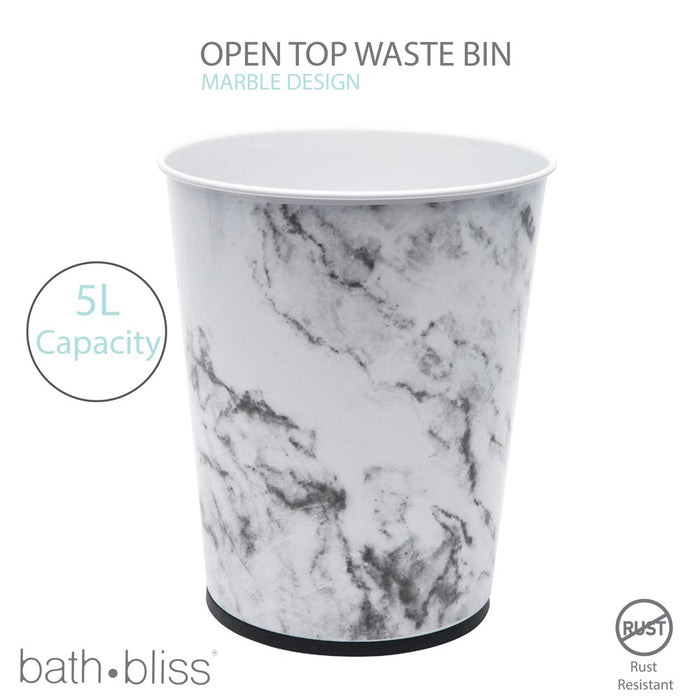 Bath Bliss 1.3 Gal Bathroom Trash Can Wastebasket, Marble