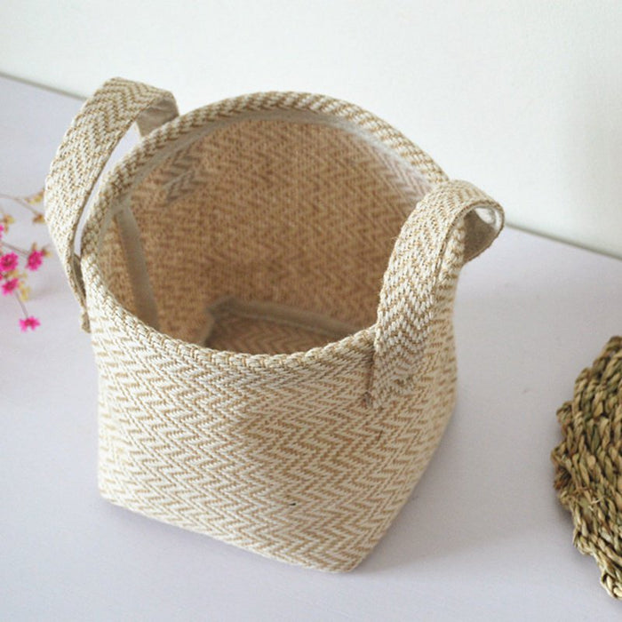 Household DIY Handmade Woven Storage Baskets Flower Pot Jute Cloth Sundries Holder Underwear Toy Container Storage Basket